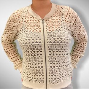 Lace zipper bomber jacket in excellent condition.